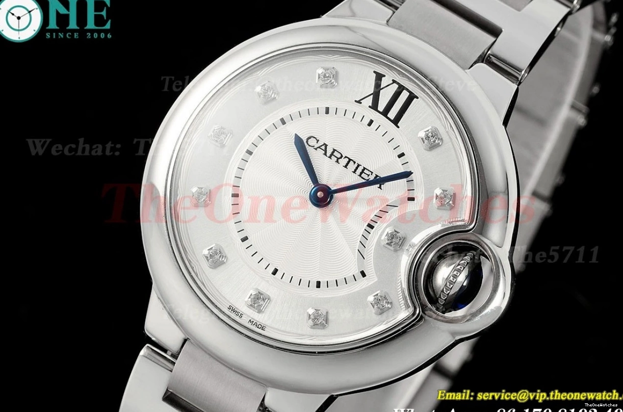 Quartz Cartier 33mm SS Ballon White SS AF Bleu De Dia 0214